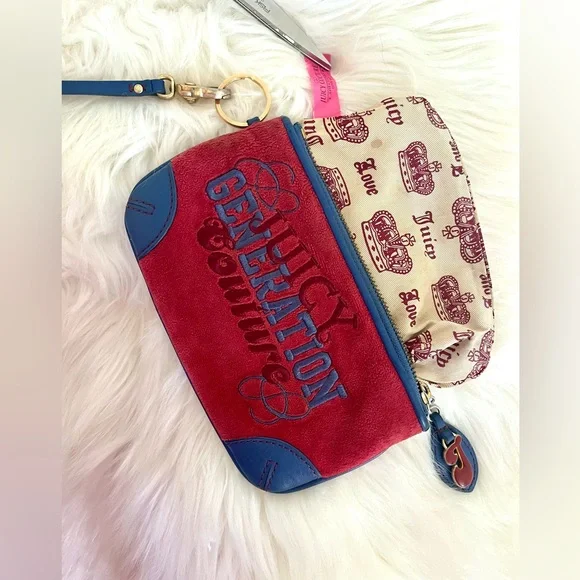 EUC Y2K Juicy Couture Red and Blue Satchel Bag Wristlet Set - Picture 9 of 12